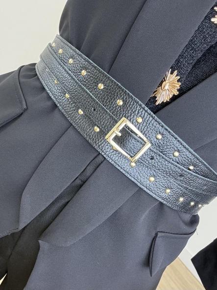 Cinturón Negro Tachitas Piel