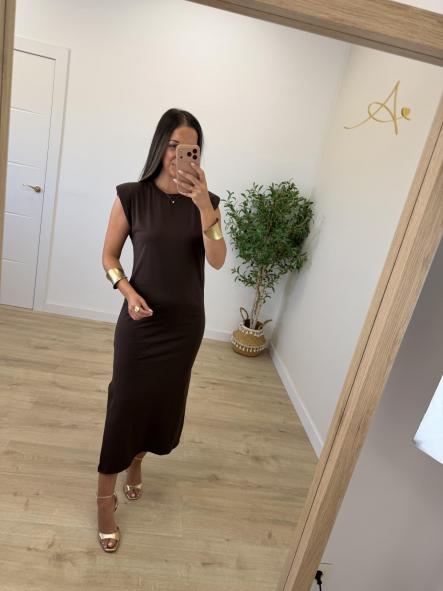 Vestido Hombreras Chocolate [2]