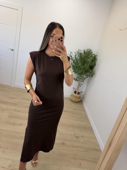 Vestido Hombreras Chocolate [0]