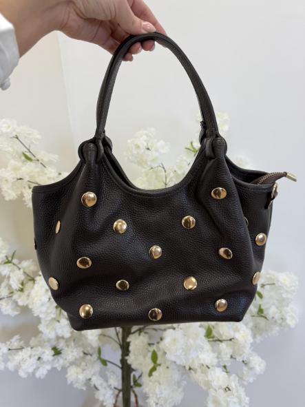 Bolso Chocolate Tachas Piel 