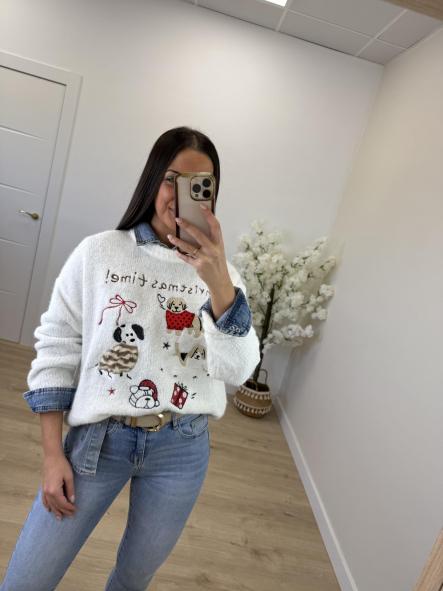 Jersey Christmas Blanco