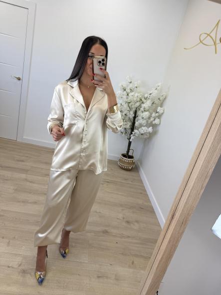 Camisa Beige Satén  [1]