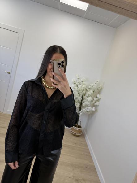 Camisa Negra Topitos Terciopelo [1]