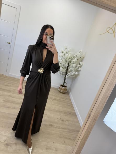 Vestido Chocolate Broche [3]