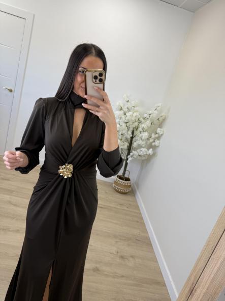 Vestido Chocolate Broche [0]