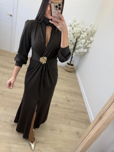 Vestido Chocolate Broche [1]