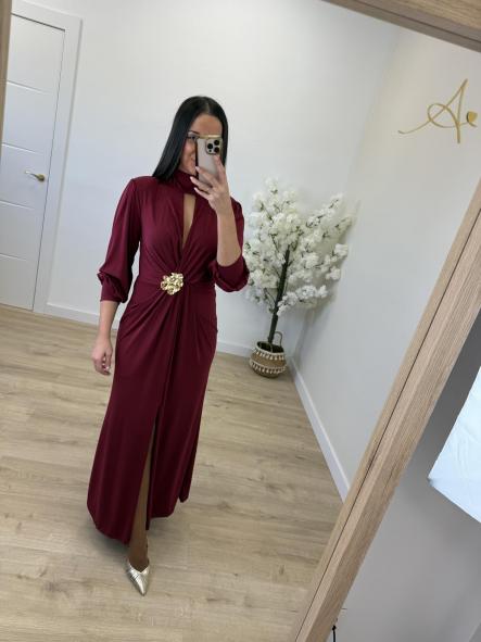 Vestido Granate Broche [1]