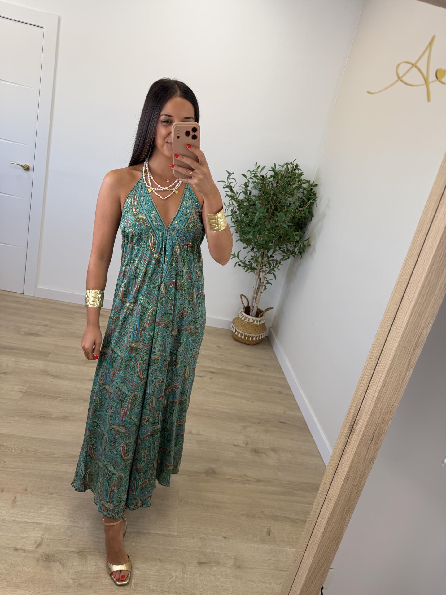 Vestido Marrakech Verde y Rosa