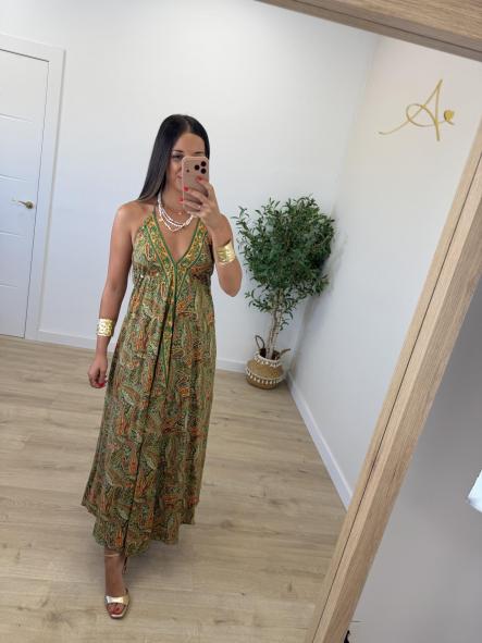 Vestido Marrakech Verde y Naranja