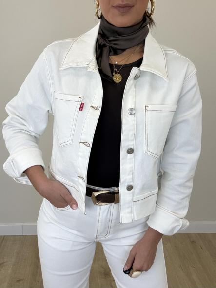 Cazadora Denim Blanca Pespuntes Etiqueta Roja [1]