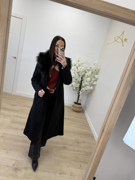 Abrigo Paño Pelo Negro [1]