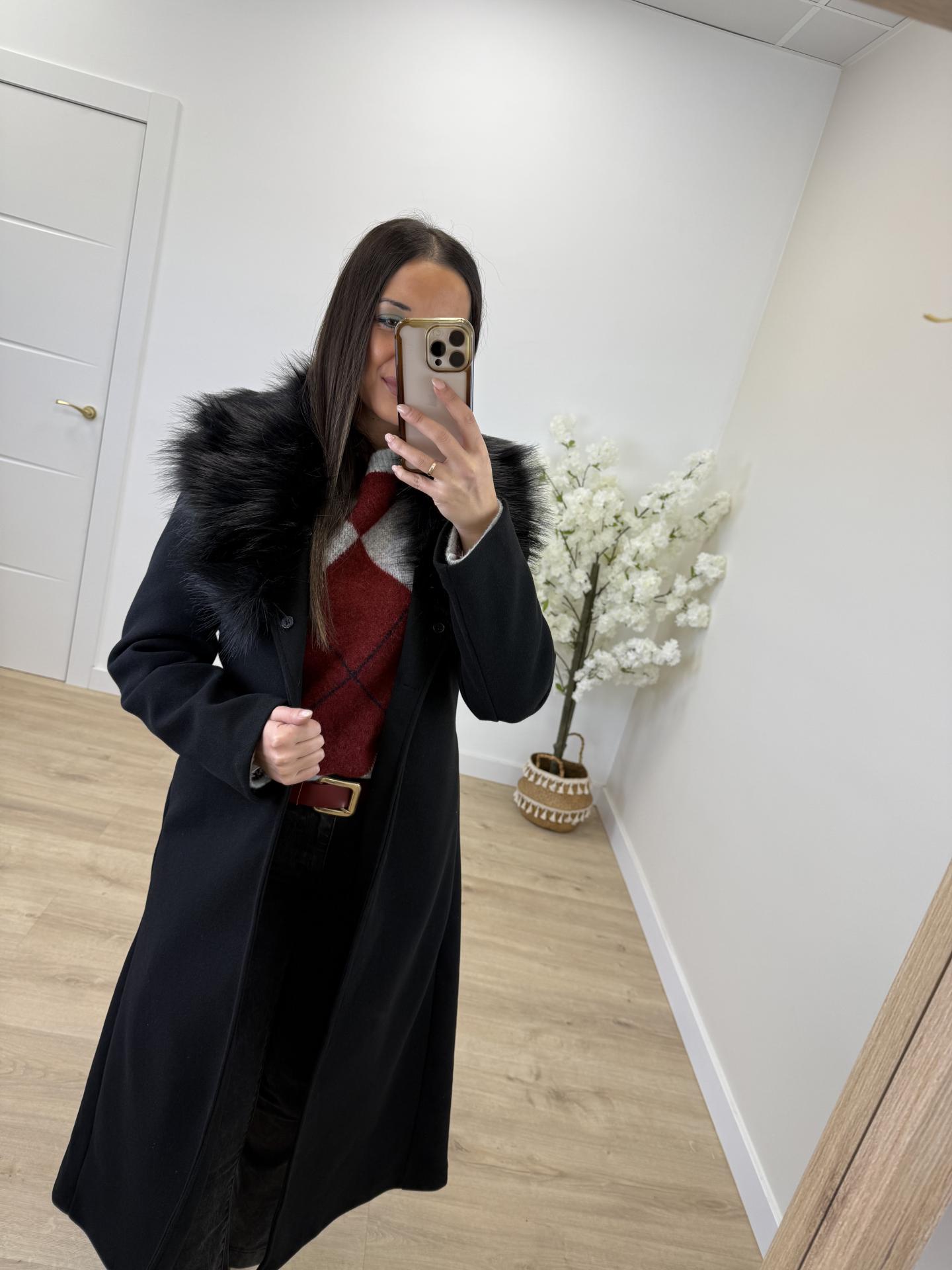 Abrigo Paño Pelo Negro