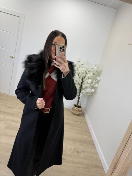 Abrigo Paño Pelo Negro