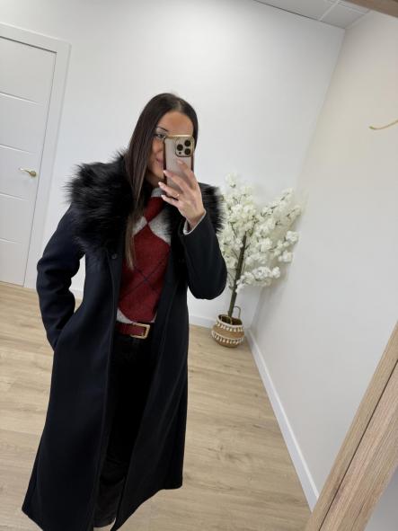 Abrigo Paño Pelo Negro [2]