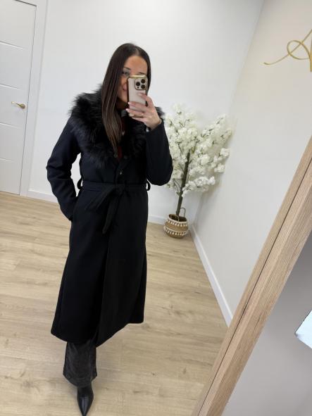 Abrigo Paño Pelo Negro [3]