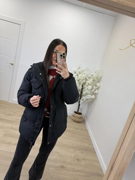 Abrigo Pluma Negro [1]