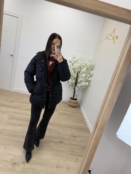 Abrigo Pluma Negro [3]