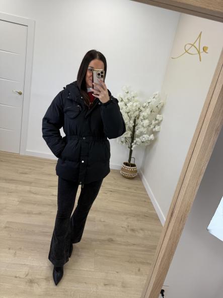 Abrigo Pluma Negro [6]