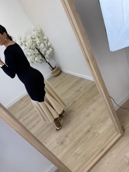 Vestido Cecilia Marino y Beige [3]