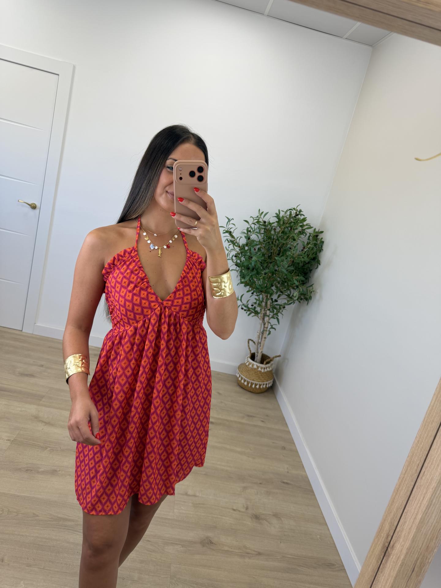 Vestido Atenea Fucsia y Naranja