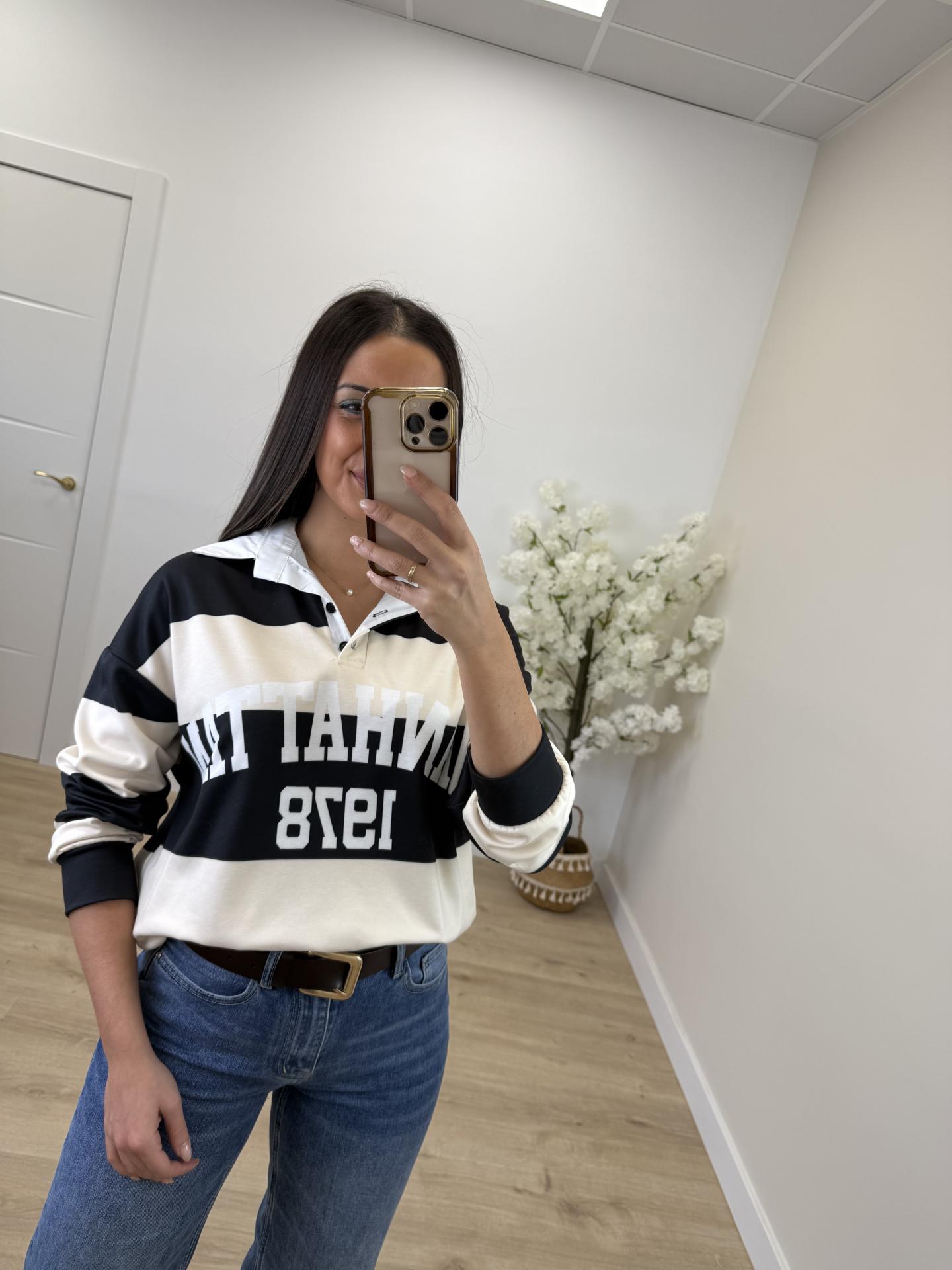 Sudadera Manhattan Negra y Vainilla