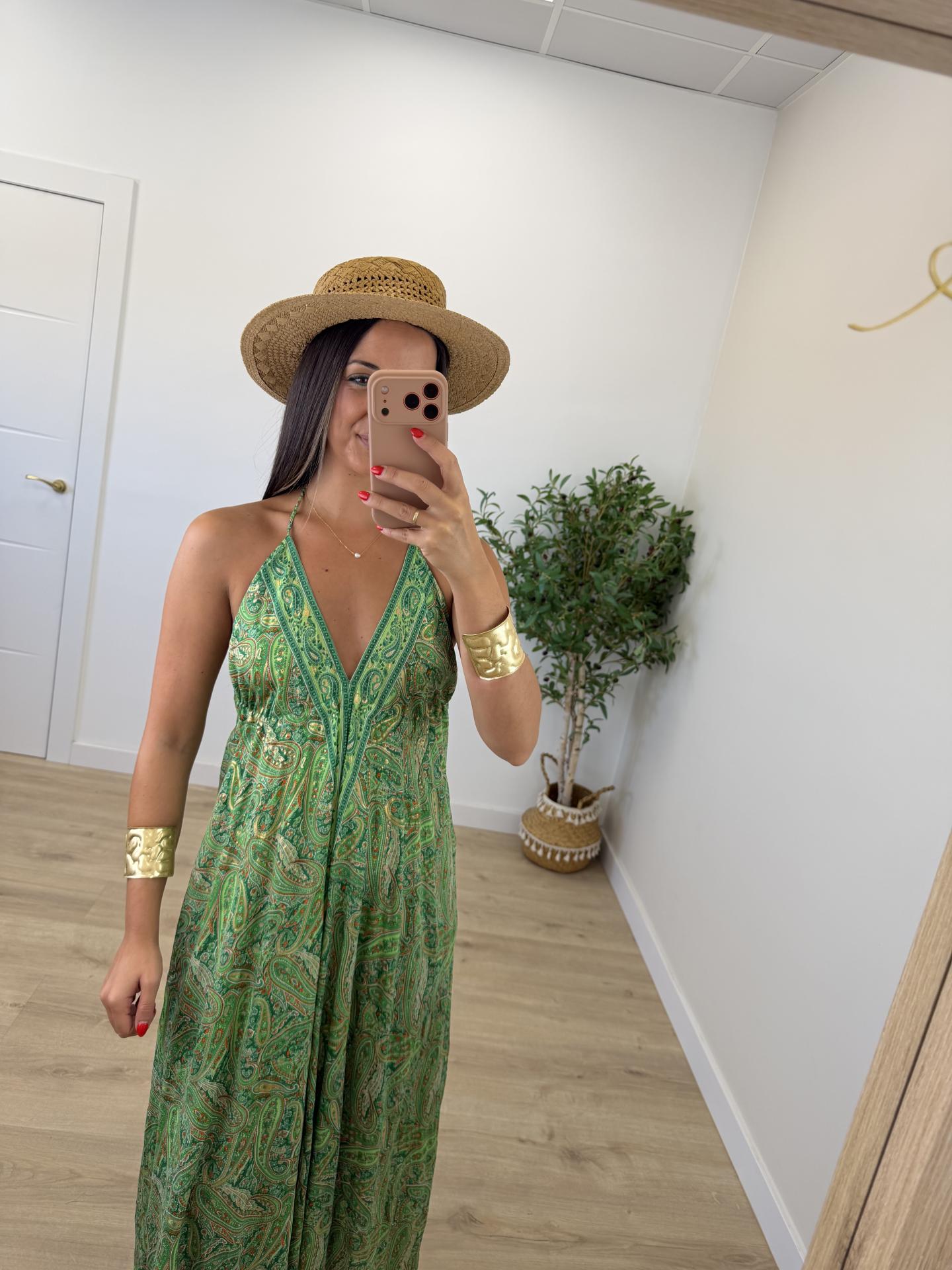 Vestido Marrakech Verde y Naranjita
