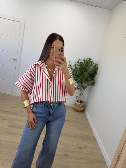 Camisa Roja Rayitas [0]