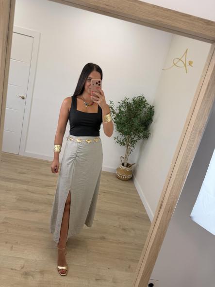 Falda Fruncido Beige