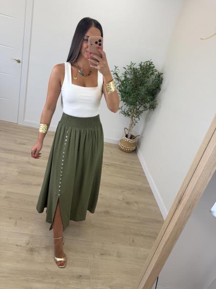 Falda Botones Kaki