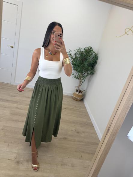 Falda Botones Kaki [1]