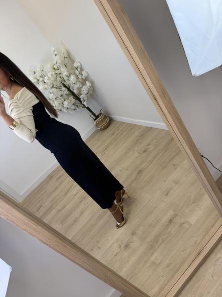 Vestido Bicolor Marino y Beige [3]