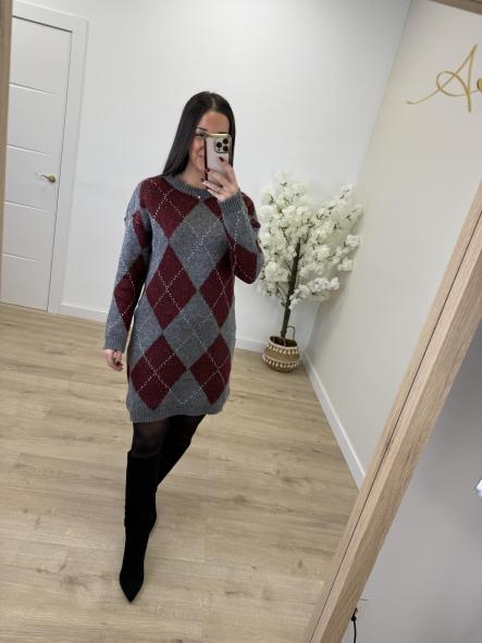 Vestido Granate Rombos [3]