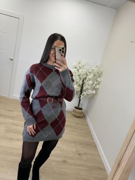 Vestido Granate Rombos [0]