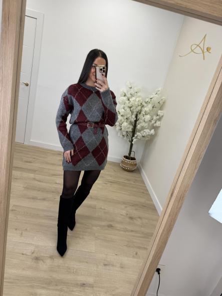 Vestido Granate Rombos [2]