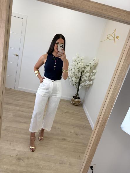 Pantalón Lino Blanco [3]