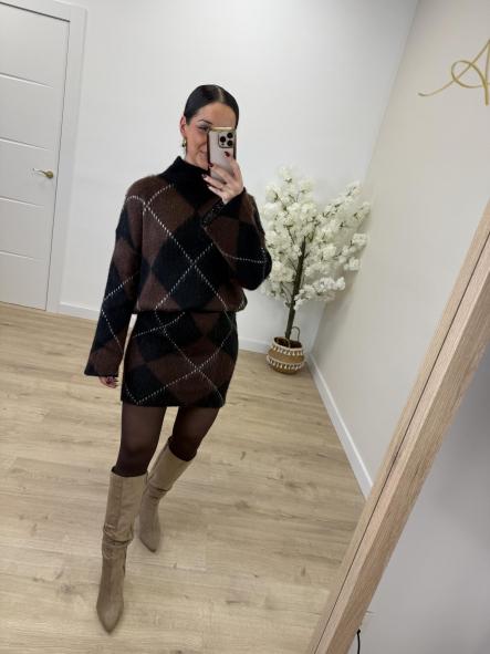 Conjunto Rombos Negro y Chocolate [1]