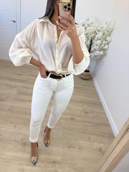 Jeans Skinny Blanco Roto Etiqueta Roja [3]