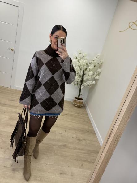 Vestido/Jersey Rombos Chocolate [1]