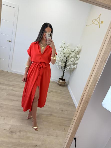 Vestido Camisero Coral [4]