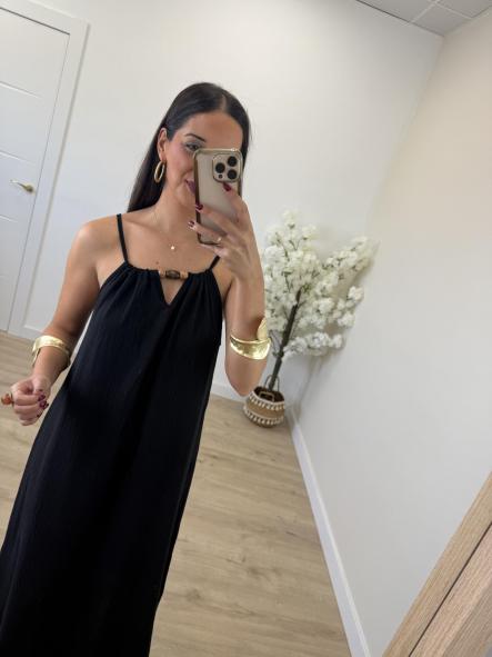 Vestido Fluido Bolitas Negro [2]