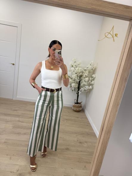 Pantalón Rayitas Verde [0]