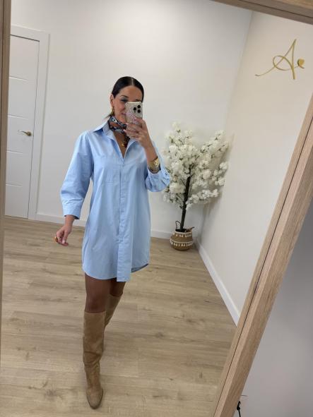Vestido Camisero Celeste [4]