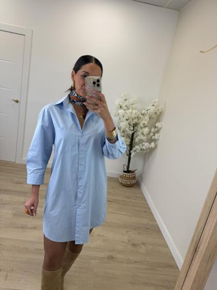Vestido Camisero Celeste [3]