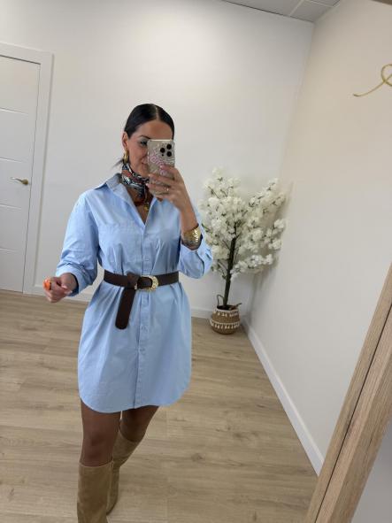 Vestido Camisero Celeste