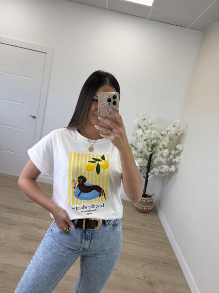 Camiseta Perro Salchicha Amarilla [0]