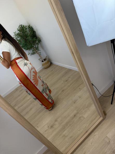 Falda Pareo Larga Naranja y Beige [2]