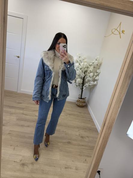 Chaqueta Denim Pelito Beige [2]