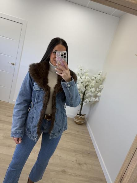 Chaqueta Denim Pelito Chocolate [0]