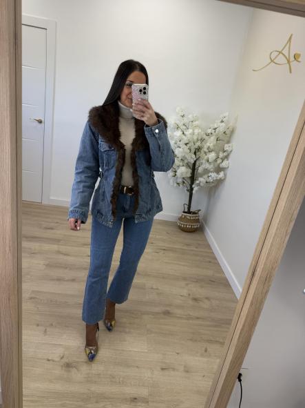 Chaqueta Denim Pelito Chocolate [1]