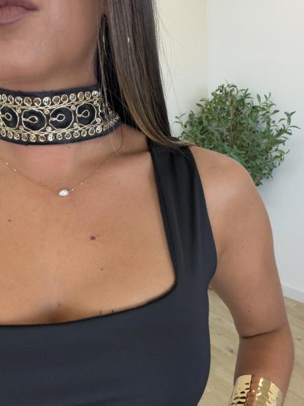 Choker Negro y Dorado